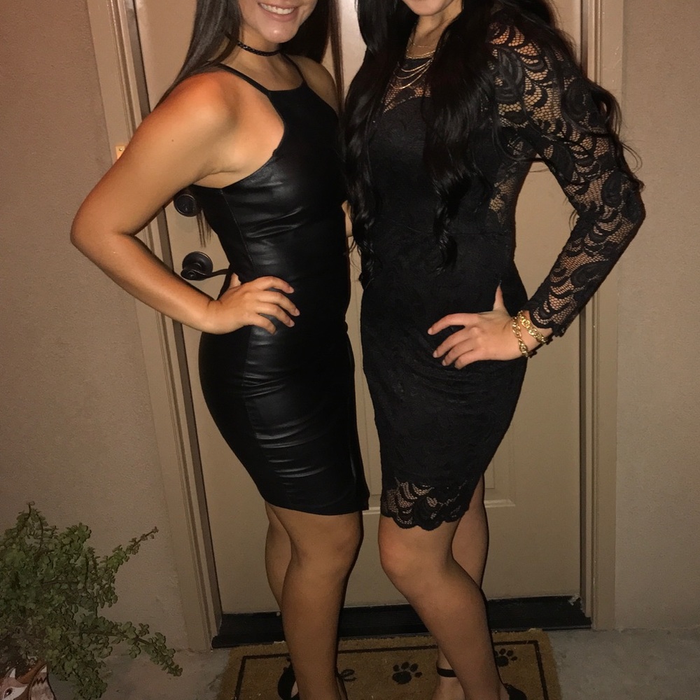 Black leather dress